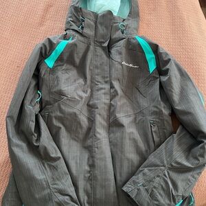 Eddie Bauer Women's Charcoal Jacket with Aqua Highlights